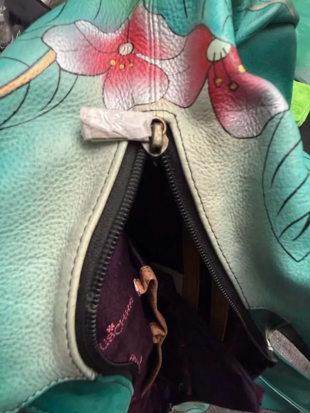 Anuschka Hand Painted Leather Large Ruched Hobo Brazilian Beauties